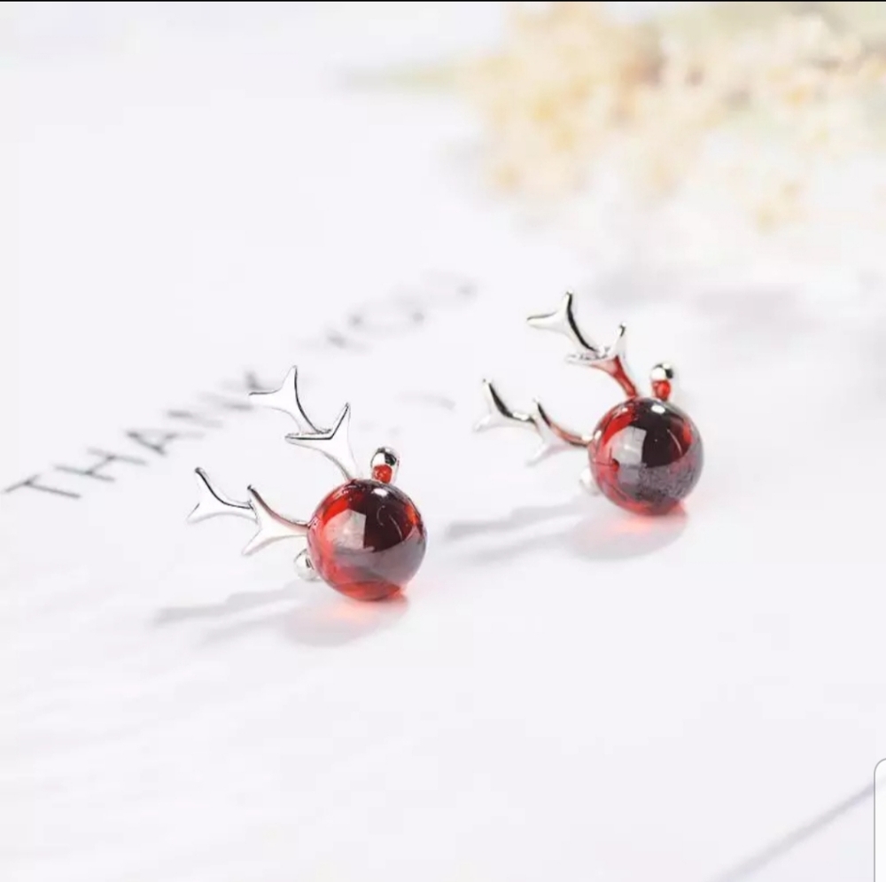 Sterling Silver 925 Rudolph Reindeer Earrings - Picture 2 of 4
